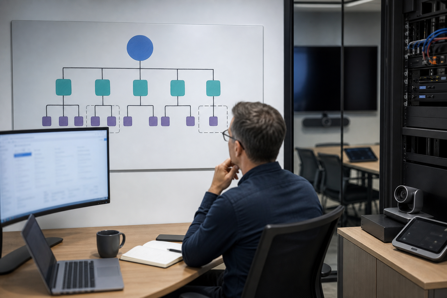 Editorial visual for Teams admin is becoming a policy engine, not a settings page
